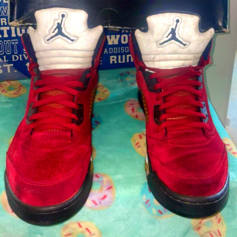 NIKE Jordan 5 Retro Red Suede Ragging Bull SZ12 #136027-601
